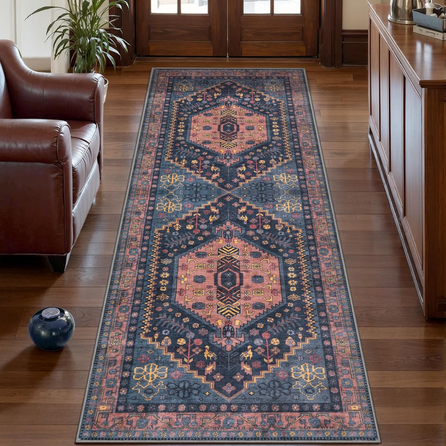 Ciicool 6x9ft Area Rug, Large Washable Throw Rug Vintage Kitchen Carpet for Entrance Bedroom Bedside Living Room Kitchen Laundry Bathroom Decor