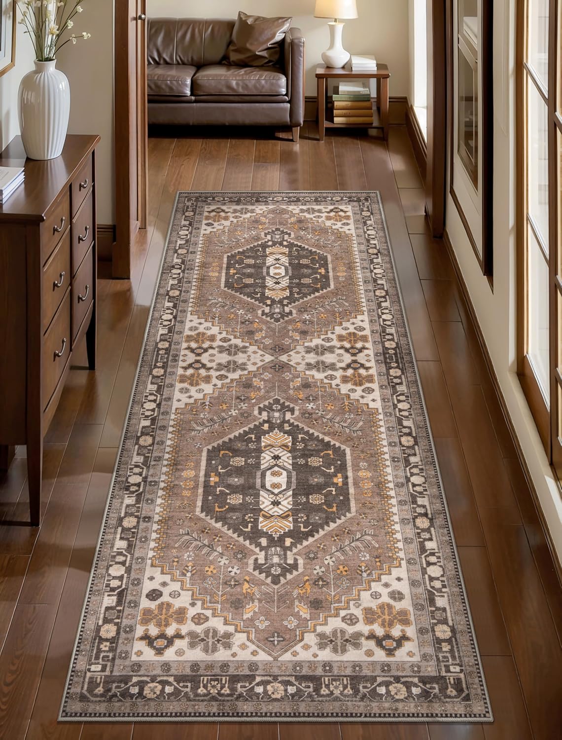 Ciicool 6x9ft Area Rug, Large Washable Throw Rug Vintage Kitchen Carpet for Entrance Bedroom Bedside Living Room Kitchen Laundry Bathroom Decor