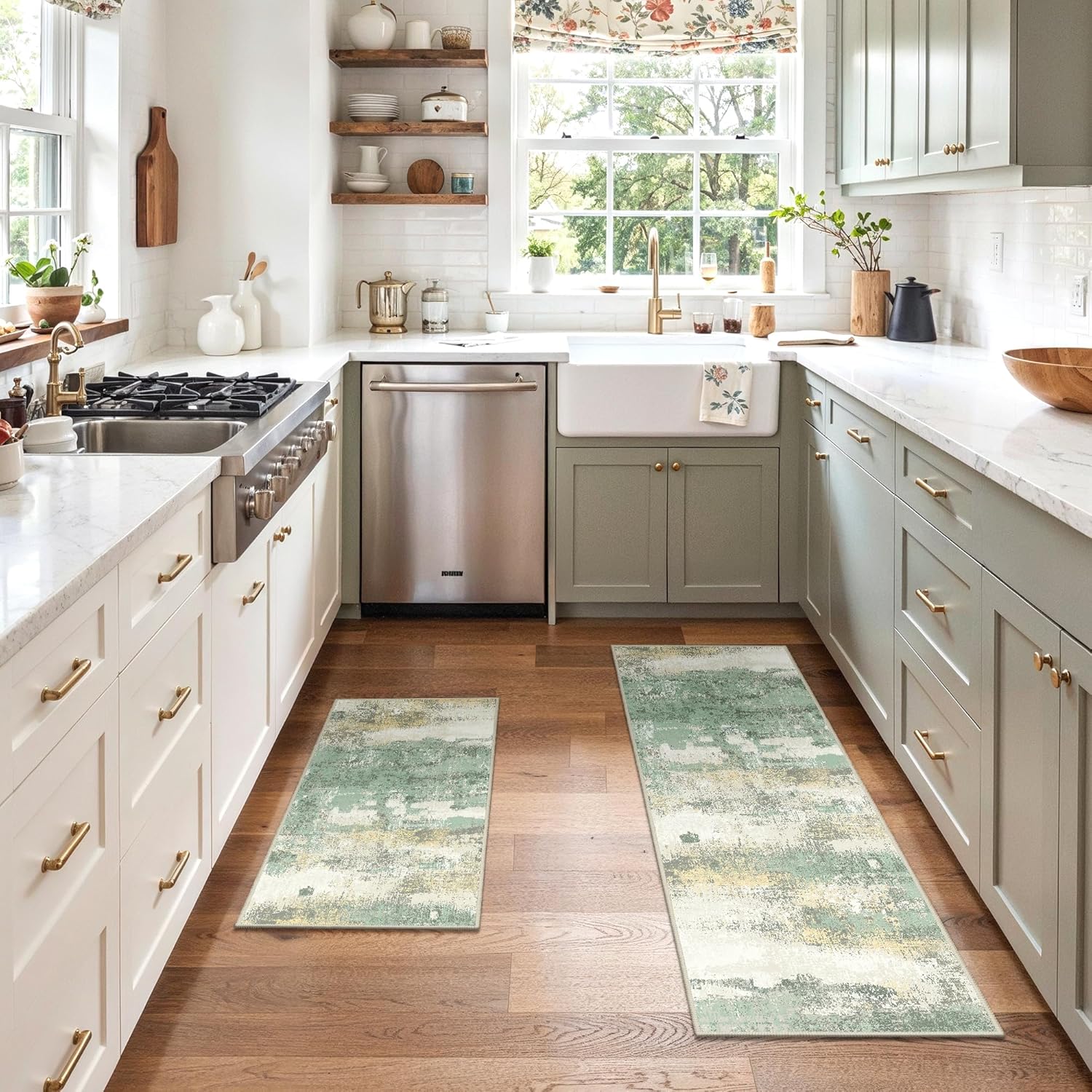 Machine Washable Rug 8x10 Area Rugs for Living Room Bedroom, Large Turquoise Abstract Area Rug Soft Throw Rugs, Low-Pile Floor Carpet with Non Slip Rubber Backing