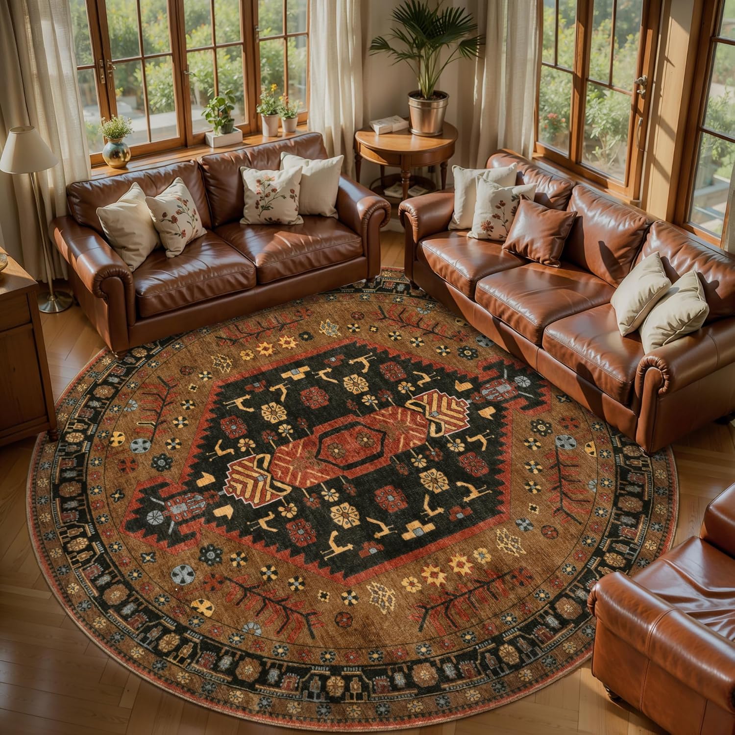 Ciicool 6x9ft Area Rug, Large Washable Throw Rug Vintage Kitchen Carpet for Entrance Bedroom Bedside Living Room Kitchen Laundry Bathroom Decor