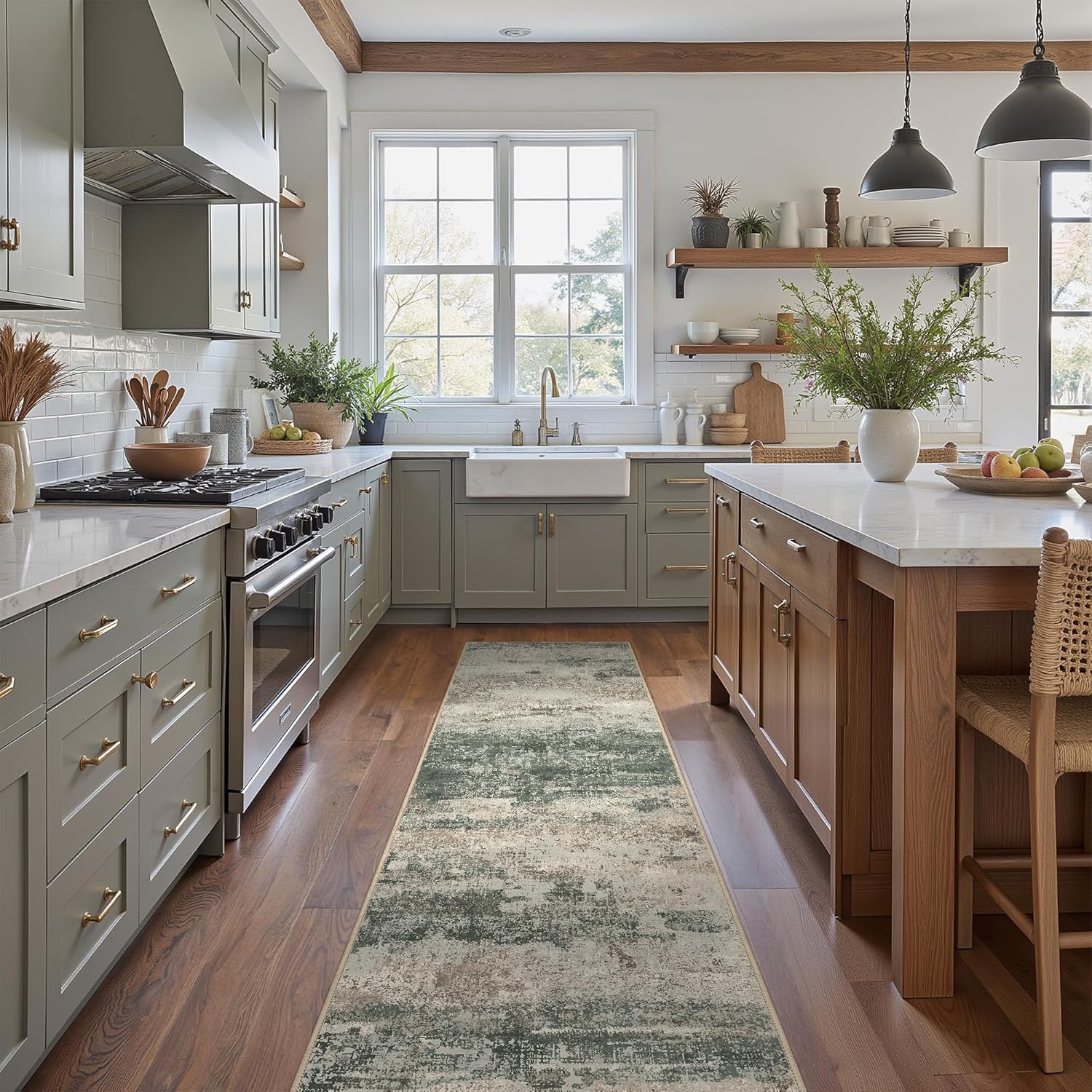 Machine Washable Rug 8x10 Area Rugs for Living Room Bedroom, Large Turquoise Abstract Area Rug Soft Throw Rugs, Low-Pile Floor Carpet with Non Slip Rubber Backing