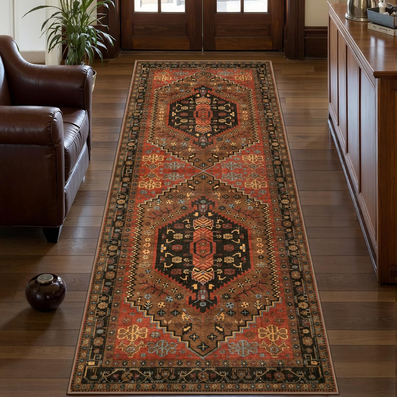 Ciicool 6x9ft Area Rug, Large Washable Throw Rug Vintage Kitchen Carpet for Entrance Bedroom Bedside Living Room Kitchen Laundry Bathroom Decor