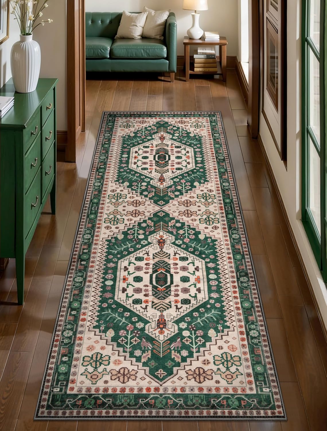 Ciicool 6x9ft Area Rug, Large Washable Throw Rug Vintage Kitchen Carpet for Entrance Bedroom Bedside Living Room Kitchen Laundry Bathroom Decor