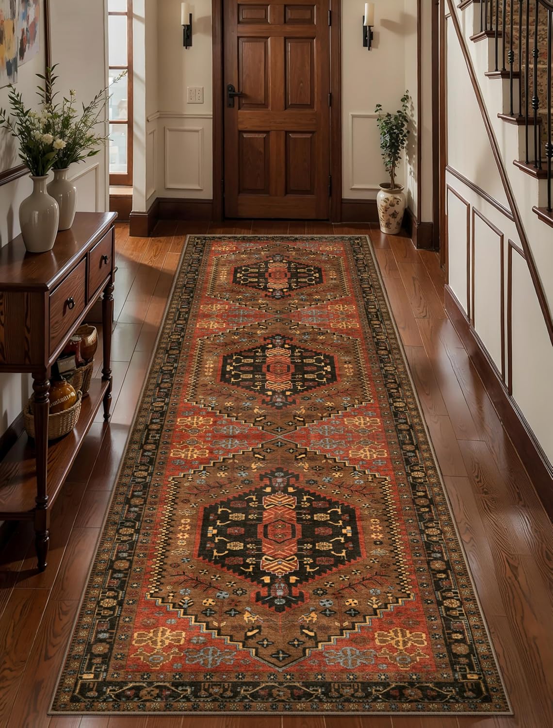 Ciicool 6x9ft Area Rug, Large Washable Throw Rug Vintage Kitchen Carpet for Entrance Bedroom Bedside Living Room Kitchen Laundry Bathroom Decor