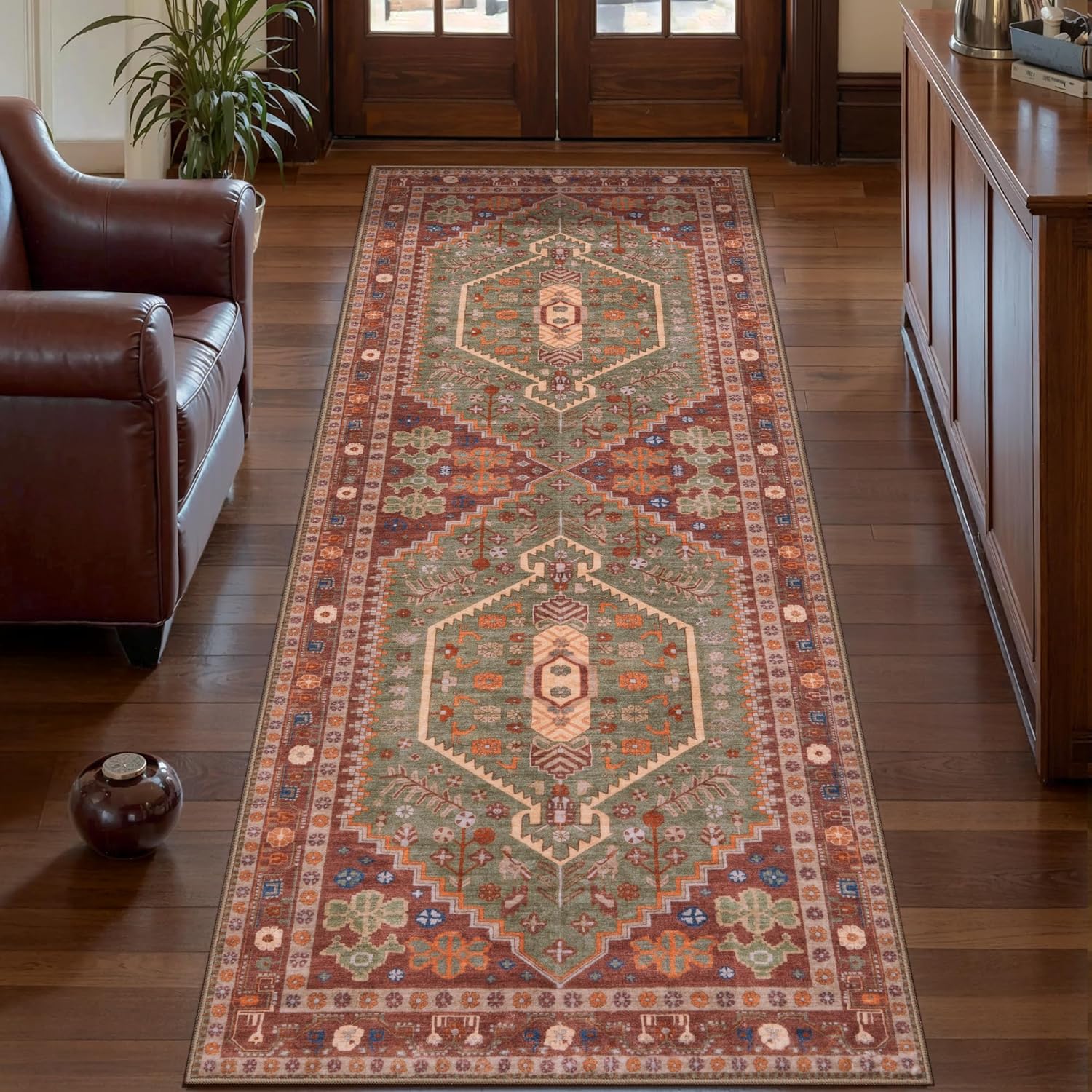 Ciicool 6x9ft Area Rug, Large Washable Throw Rug Vintage Kitchen Carpet for Entrance Bedroom Bedside Living Room Kitchen Laundry Bathroom Decor