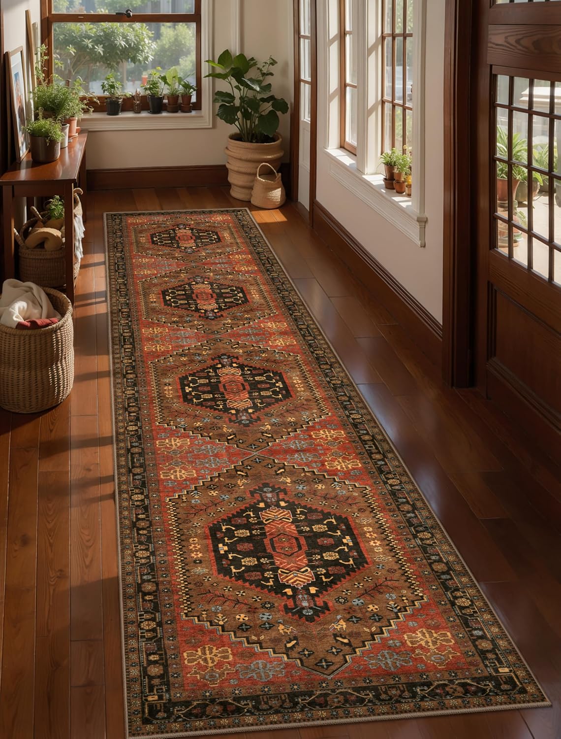 Ciicool 6x9ft Area Rug, Large Washable Throw Rug Vintage Kitchen Carpet for Entrance Bedroom Bedside Living Room Kitchen Laundry Bathroom Decor