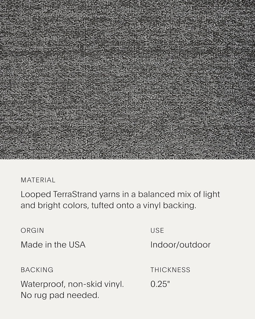 Chilewich Heathered Shag Mat - Premium Indoor/Outdoor Rectangle Rug for Entryway, Bathroom, Patio, Kitchen - Waterproof Backing - Grey - 3’ x 5”