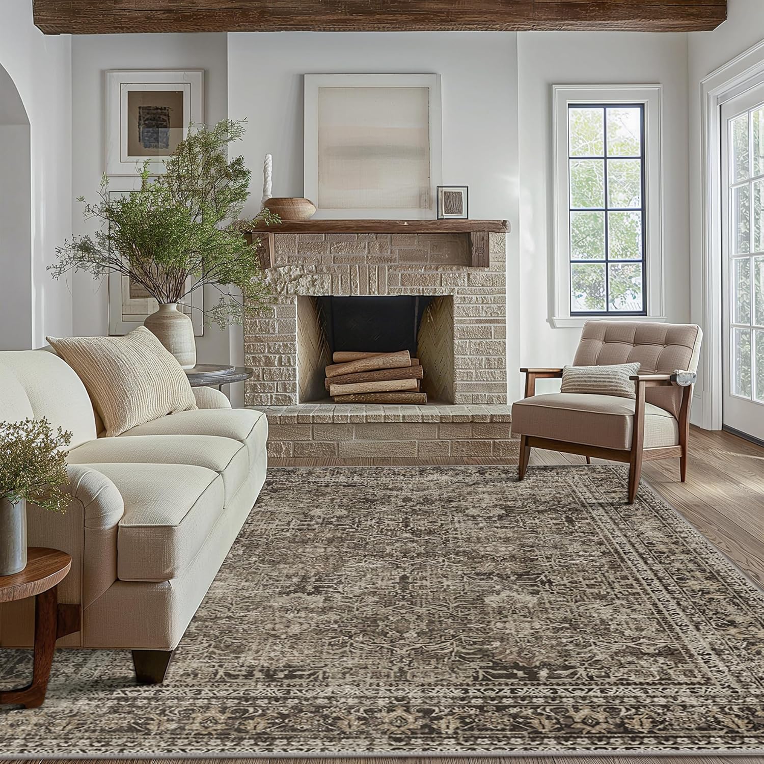 Machine Washable Rug 8x10 Area Rugs for Living Room Bedroom, Large Turquoise Abstract Area Rug Soft Throw Rugs, Low-Pile Floor Carpet with Non Slip Rubber Backing