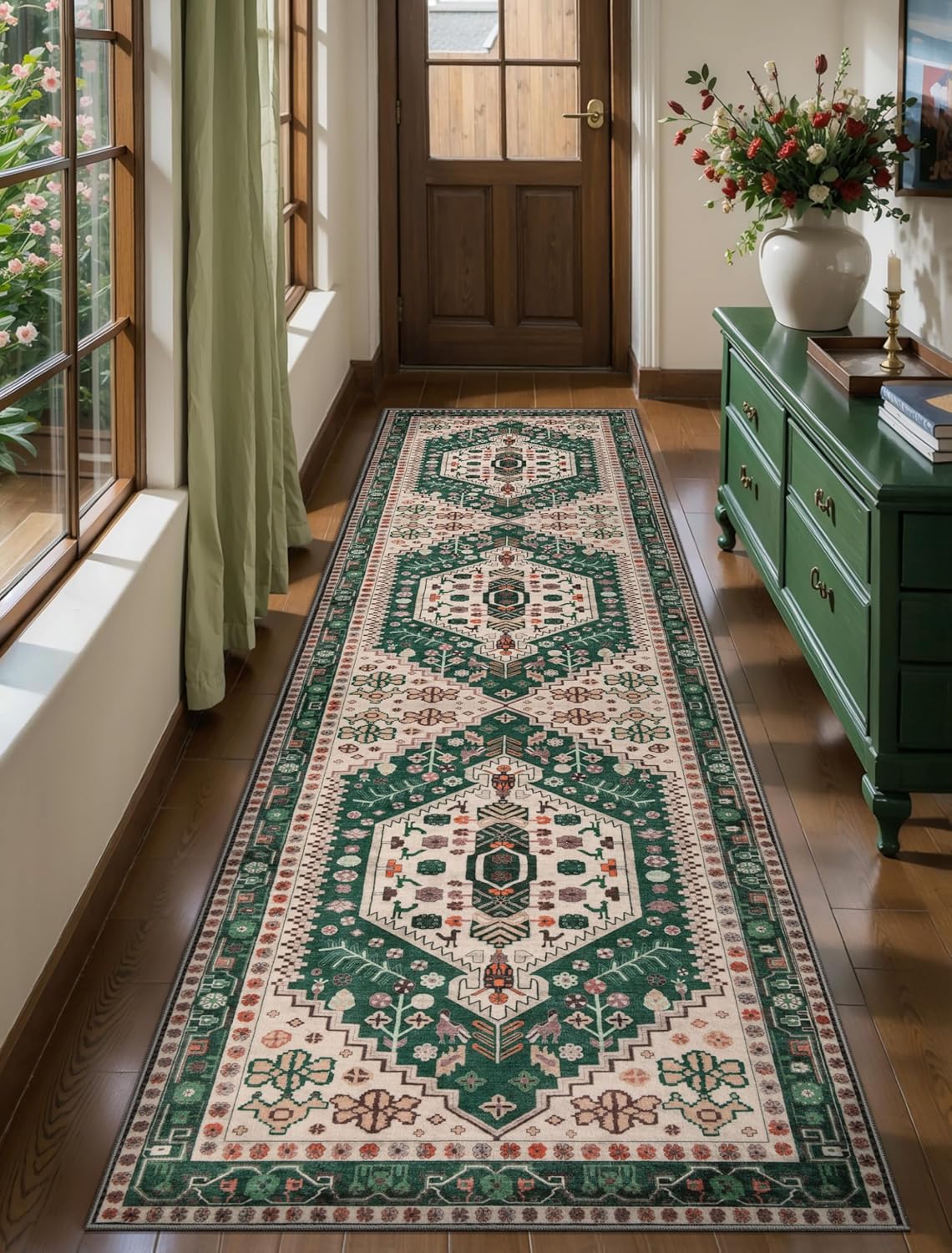 Ciicool 6x9ft Area Rug, Large Washable Throw Rug Vintage Kitchen Carpet for Entrance Bedroom Bedside Living Room Kitchen Laundry Bathroom Decor